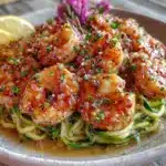 lemon garlic shrimp with zoodles - featured image