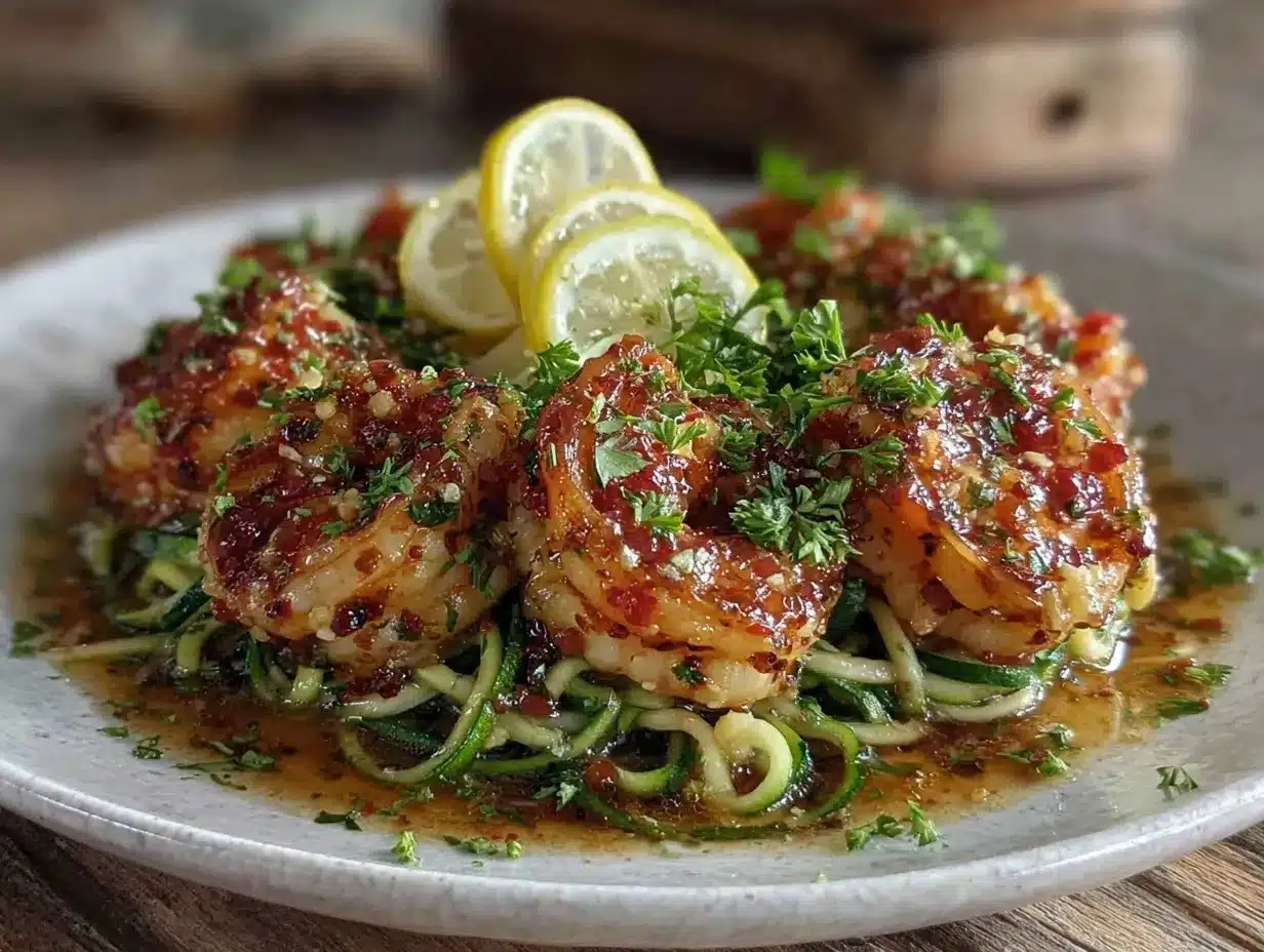 lemon garlic shrimp with zoodles preparation steps