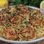 lemon shrimp pasta - featured image