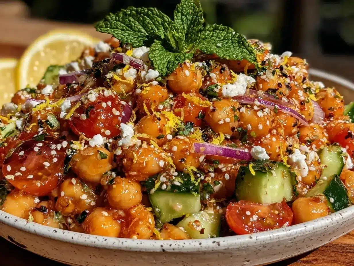 Mediterranean chickpea salad preparation steps