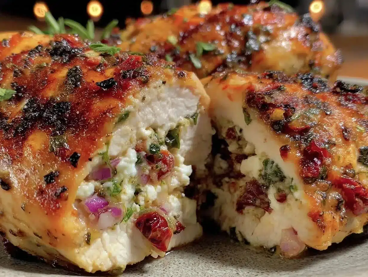 Mediterranean stuffed chicken breast preparation steps
