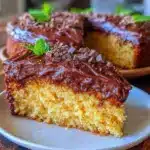 moist classic yellow cake with creamy chocolate frosting - featured image