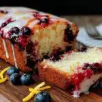 moist lemon blueberry pound cake loaf - featured image