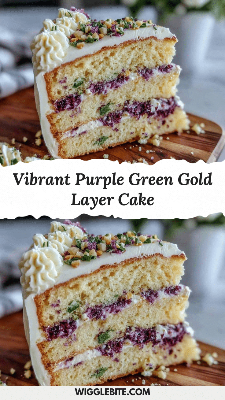 purple green gold layer cake recipe