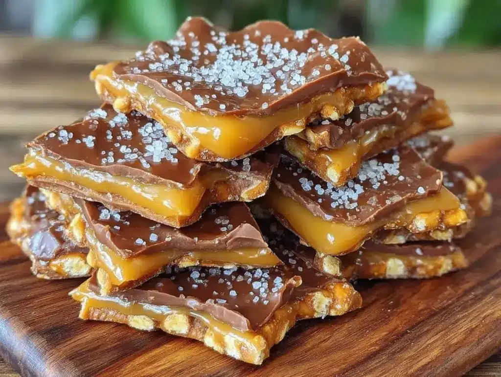 salted caramel pretzel bark - featured image