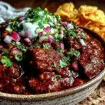 slow cooker beef chili with beans - featured image