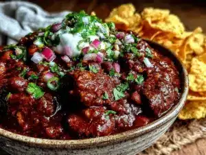 slow cooker beef chili with beans - featured image