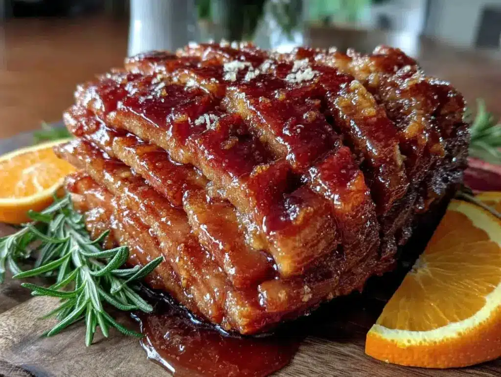 slow cooker maple glazed ham - featured image