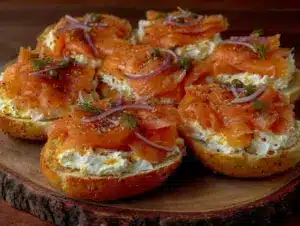 smoked salmon and cream cheese bagel board - featured image