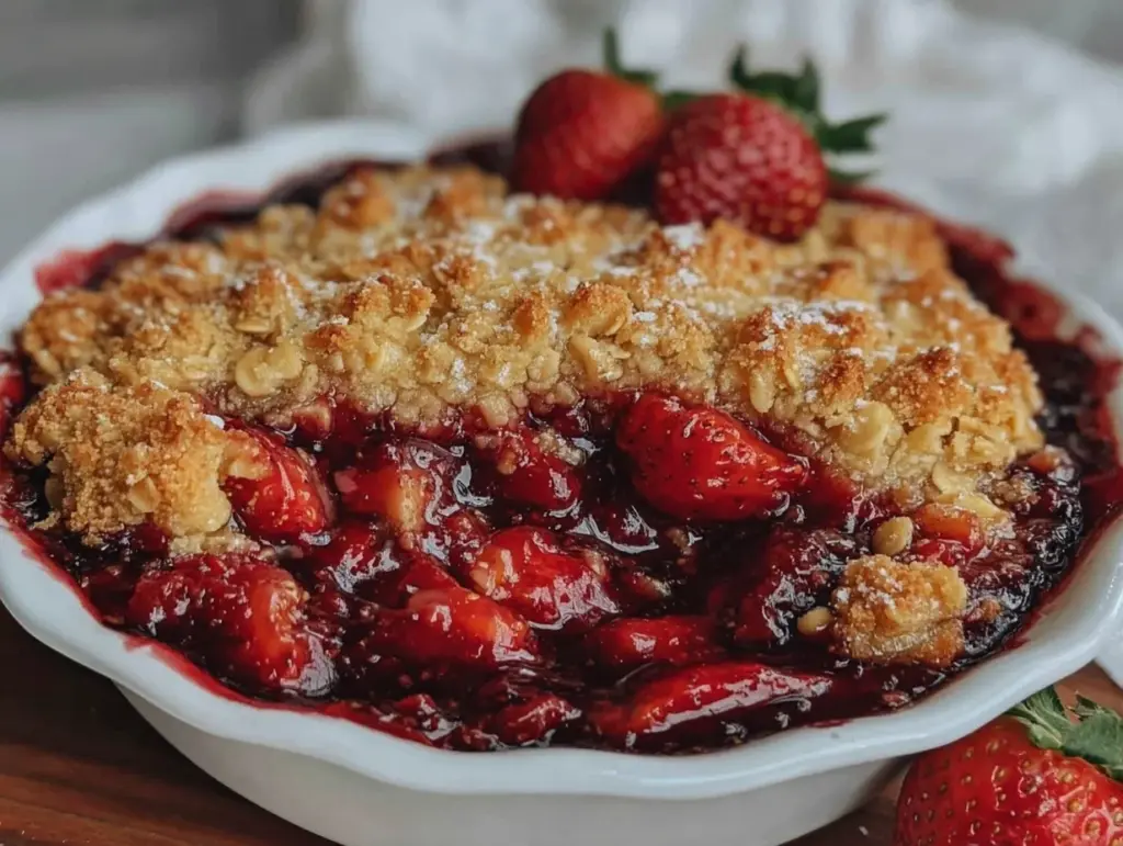 strawberry rhubarb crisp - featured image