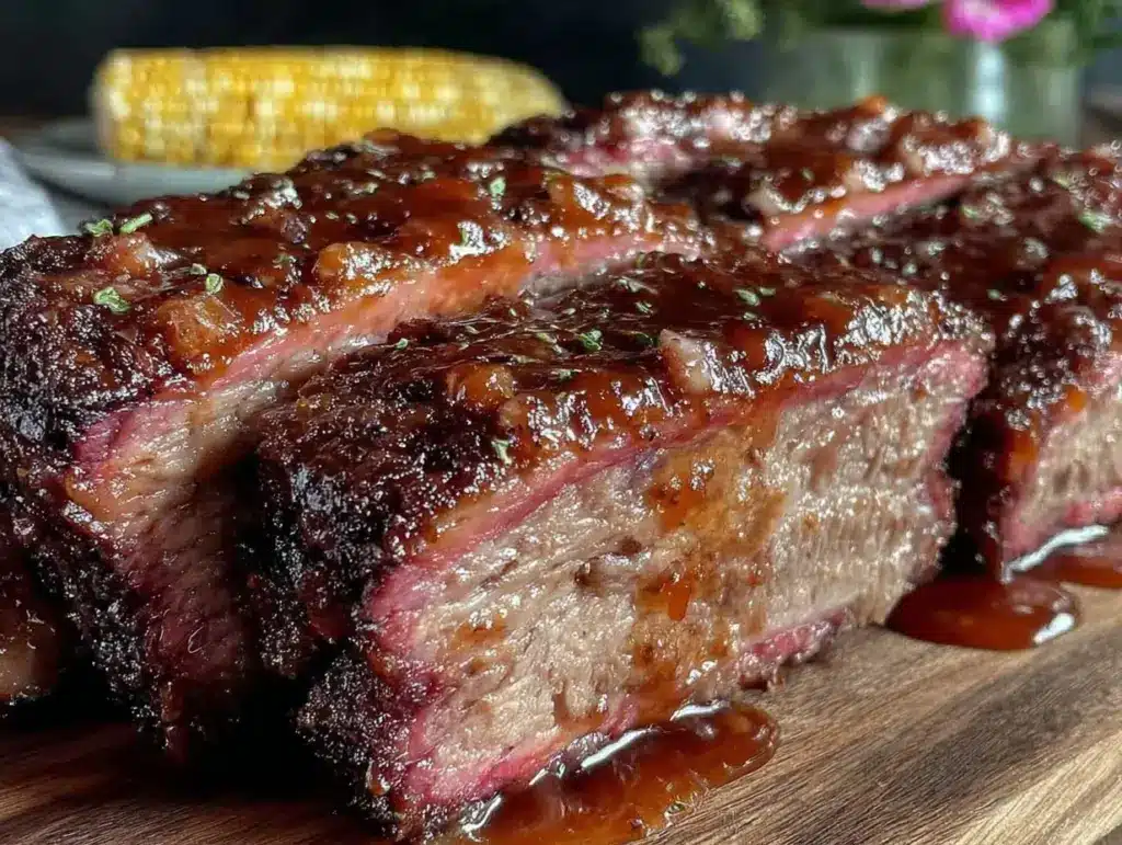 tender smoked brisket with bourbon bbq sauce - featured image