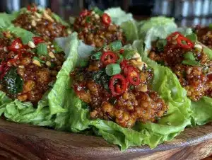thai basil chicken lettuce wraps - featured image