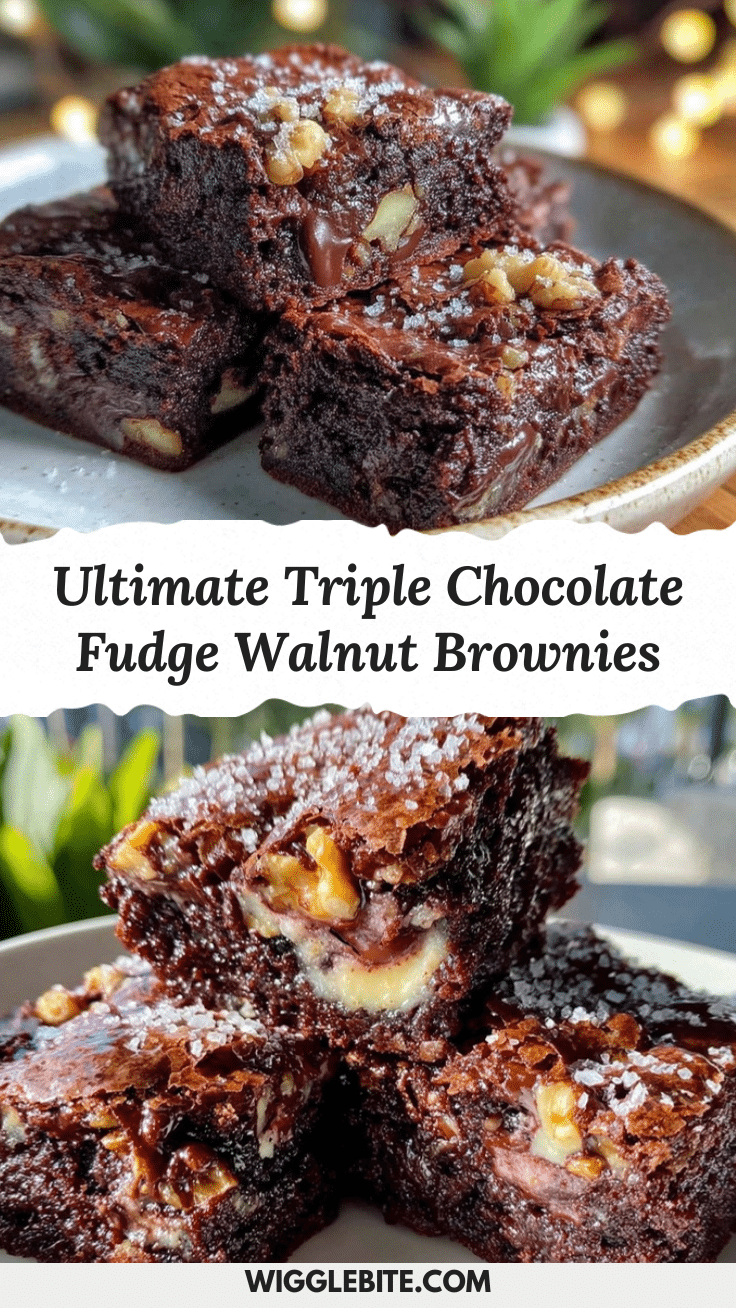 triple chocolate fudge brownies with walnuts recipe