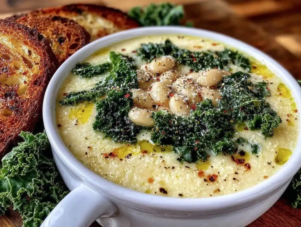 Tuscan white bean soup with kale preparation steps