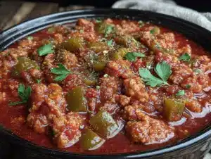 cozy stuffed pepper soup crockpot - featured image