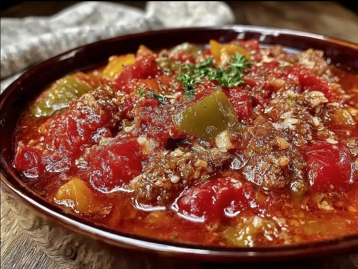 cozy stuffed pepper soup crockpot preparation steps