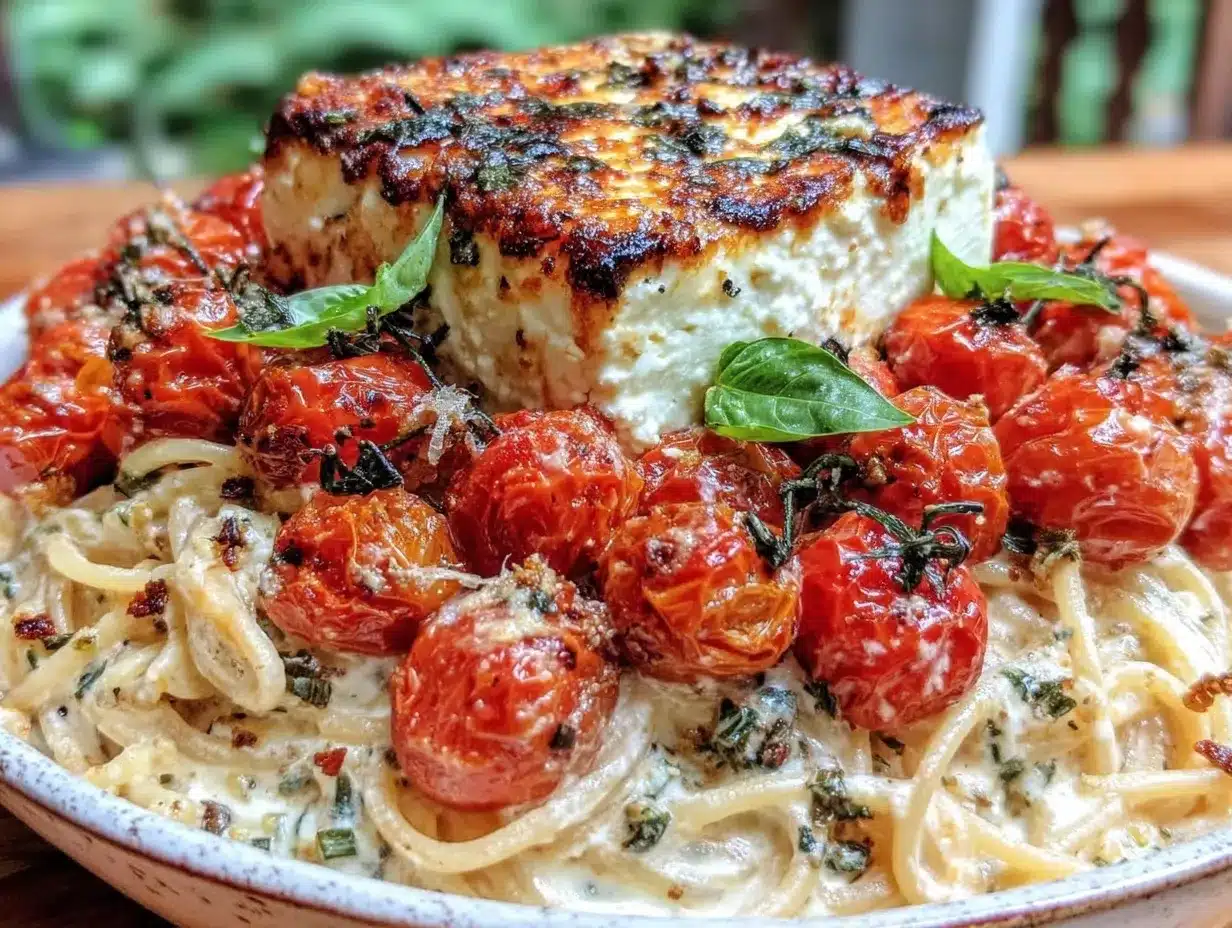 creamy baked feta pasta preparation steps