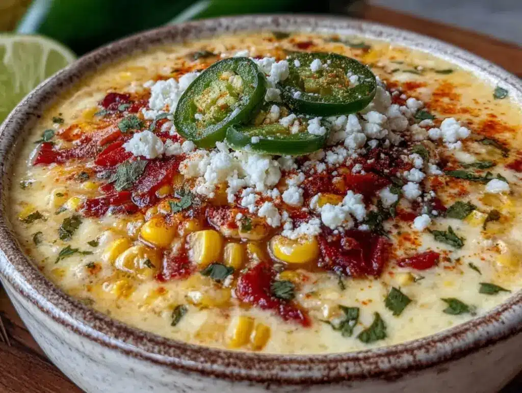 creamy crockpot mexican street corn chowder - featured image