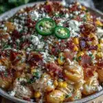 creamy elote pasta salad with cotija - featured image