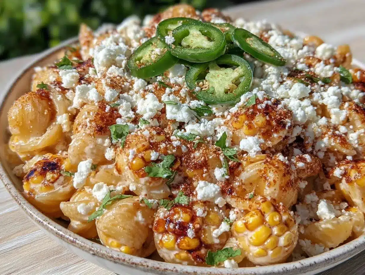 creamy elote pasta salad with cotija preparation steps