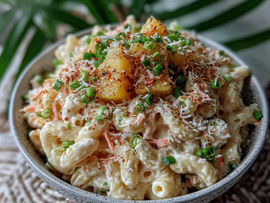 creamy hawaiian macaroni salad - featured image