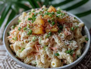 creamy hawaiian macaroni salad - featured image