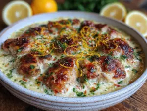 creamy lemon chicken orzo - featured image