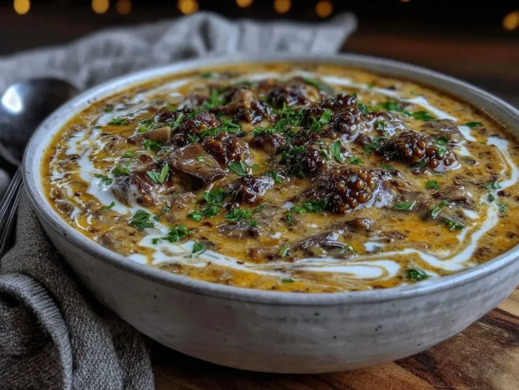 creamy morel mushroom soup - featured image