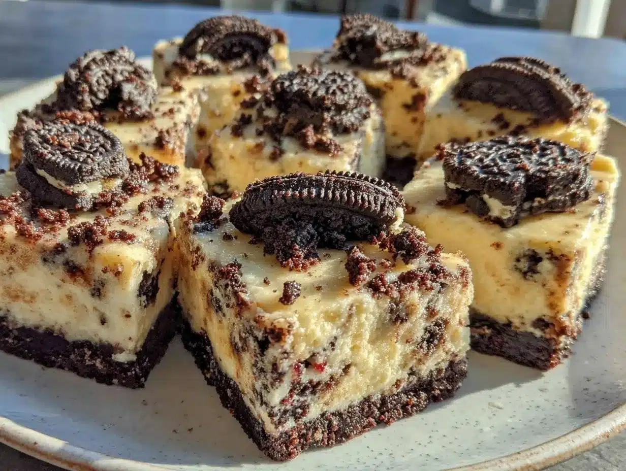 creamy no-bake Oreo cheesecake bars preparation steps