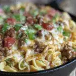 creamy one-pot cheeseburger pasta skillet - featured image
