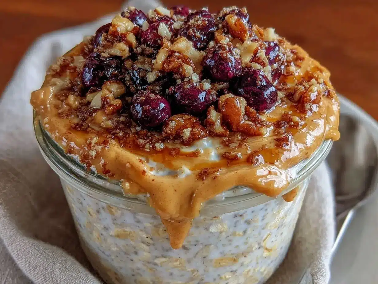 creamy protein-packed overnight oats with peanut butter preparation steps