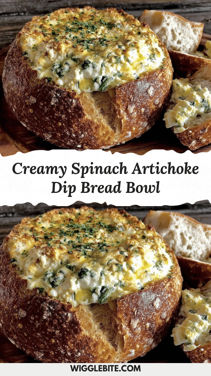 creamy spinach artichoke dip stuffed bread bowl recipe