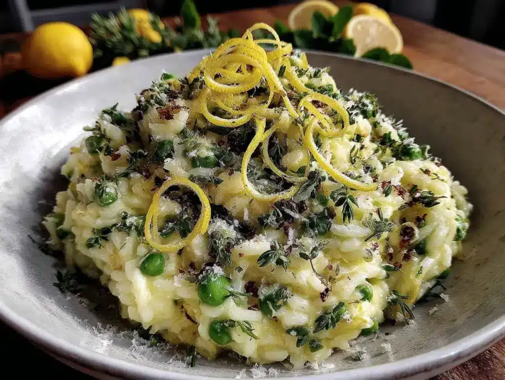 creamy spring pea and mint risotto - featured image