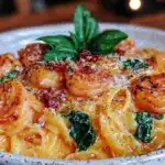 creamy tuscan shrimp pasta - featured image