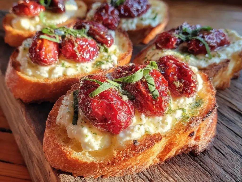 creamy whipped feta crostini - featured image