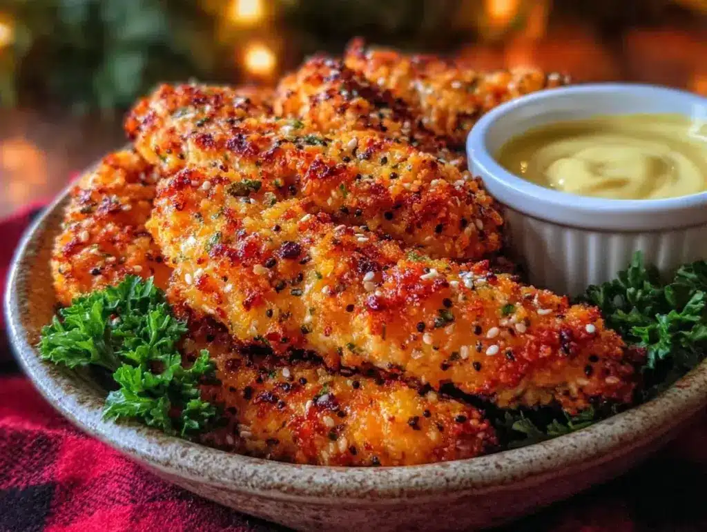 crispy air fryer everything bagel chicken tenders - featured image