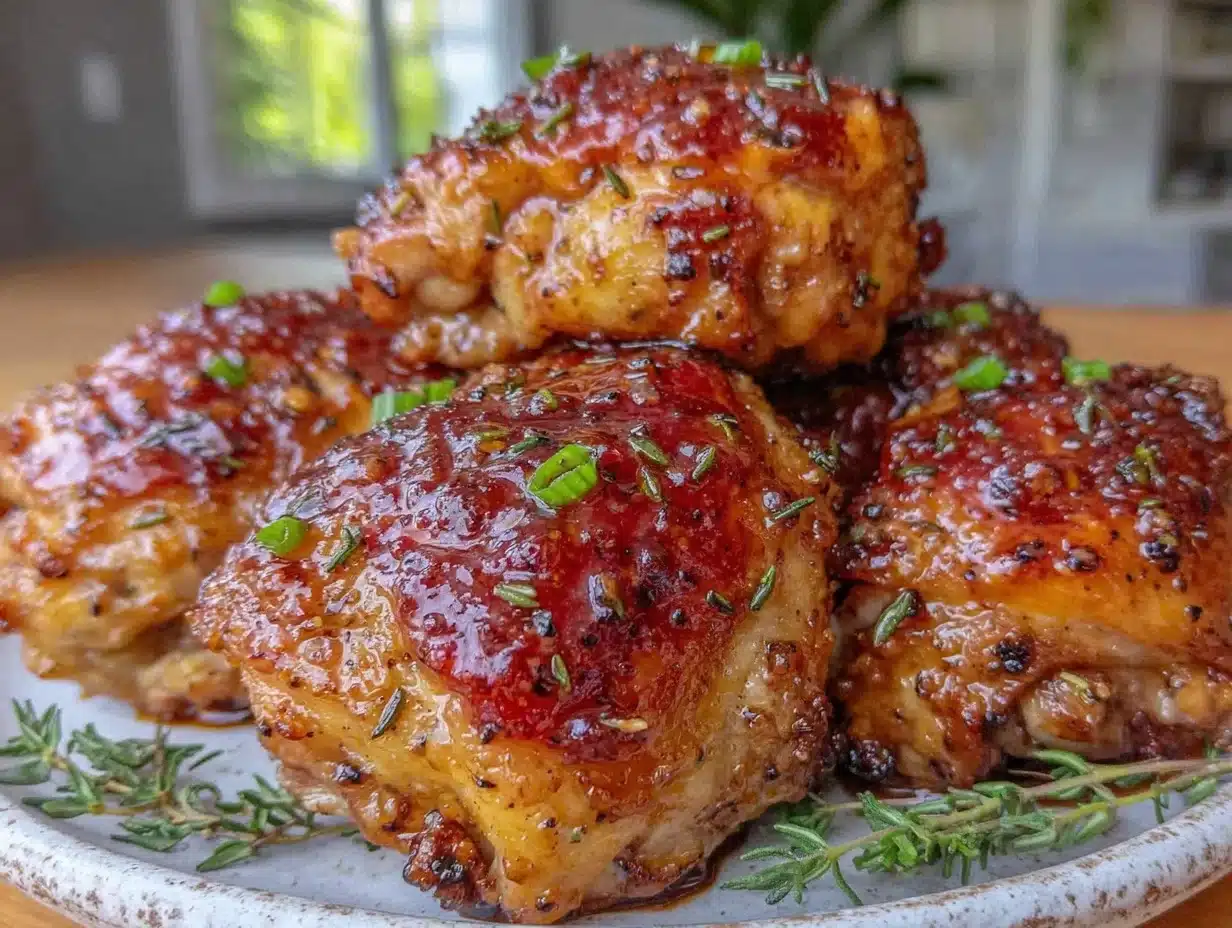 crispy air fryer honey garlic chicken thighs - featured image