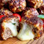 crispy air fryer mozzarella-stuffed meatballs - featured image