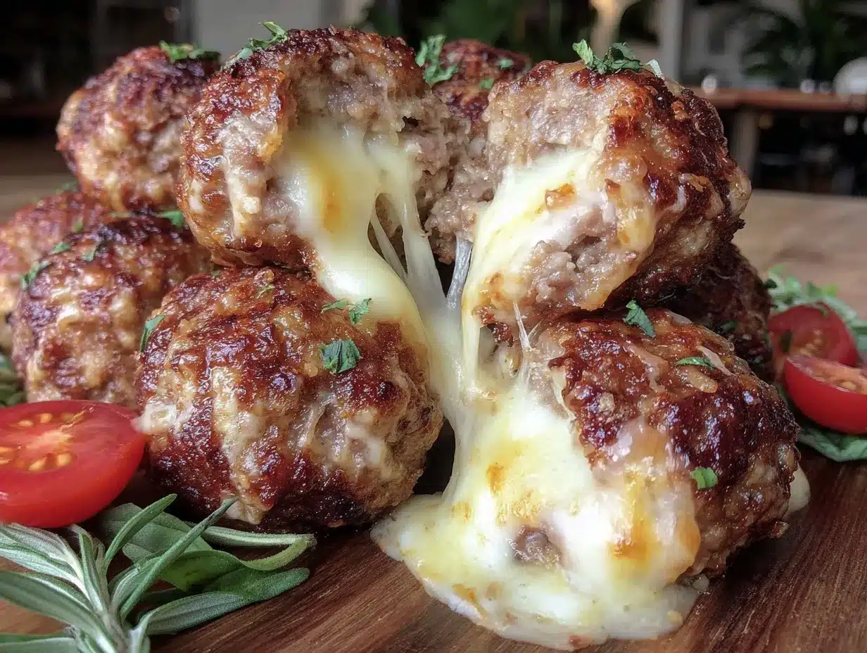 crispy air fryer mozzarella-stuffed meatballs preparation steps
