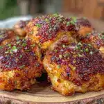 crispy baked chicken thighs with honey mustard glaze - featured image