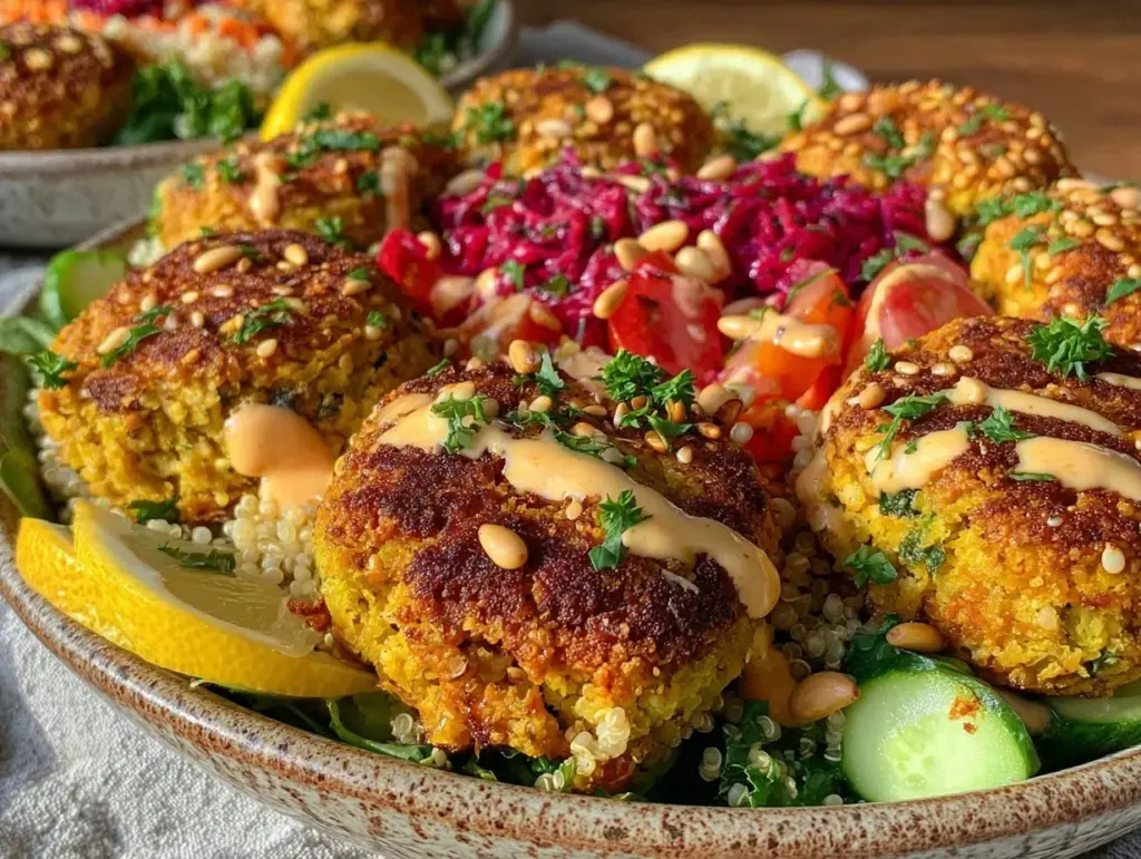 crispy baked falafel bowls - featured image