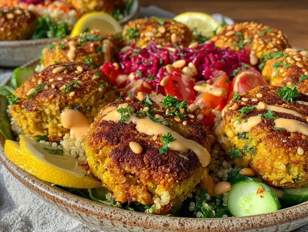 crispy baked falafel bowls - featured image