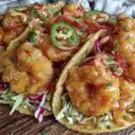 crispy bang bang shrimp tacos - featured image