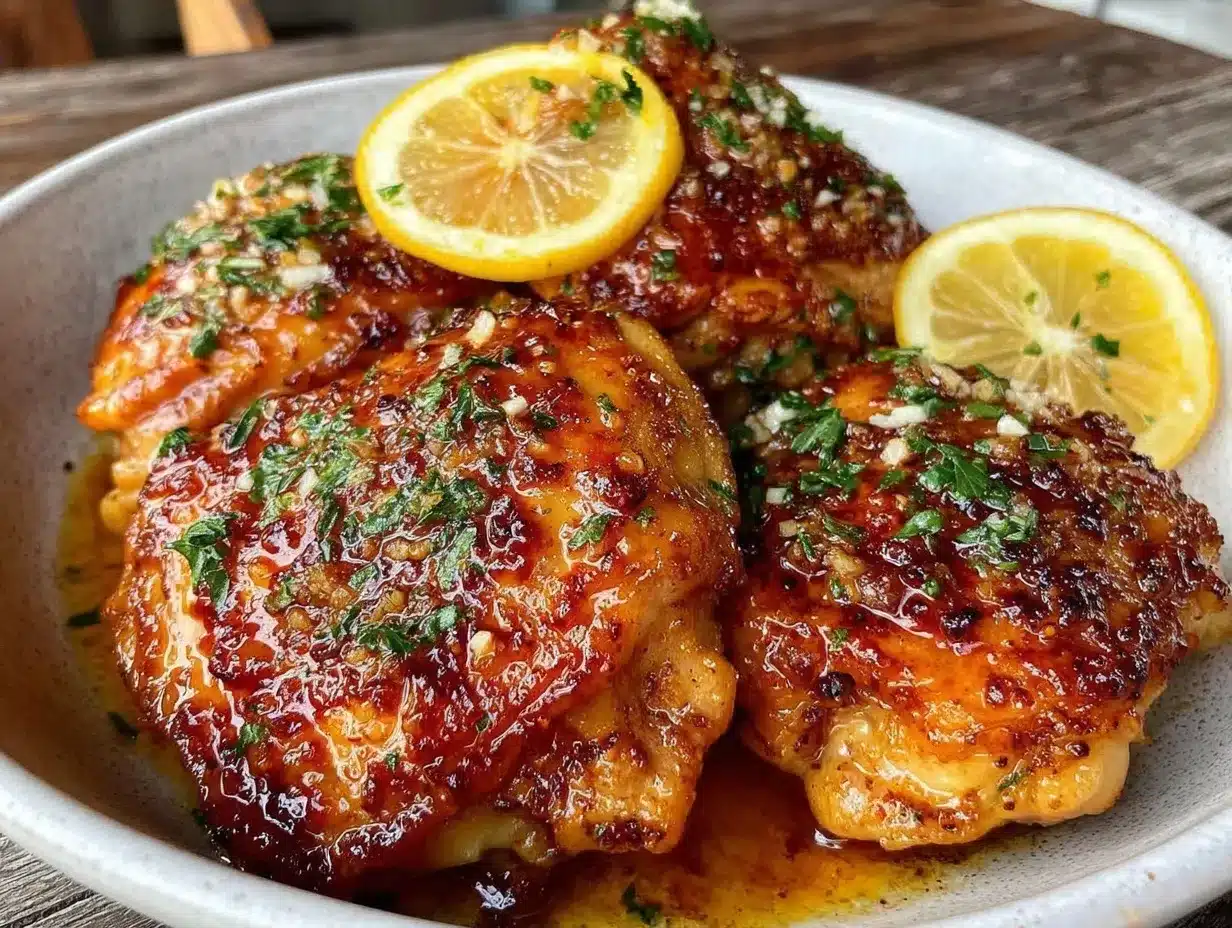 crispy brown butter garlic chicken with lemon preparation steps