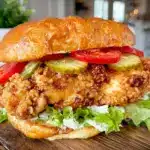 crispy pickle-brined fried chicken sandwich - featured image