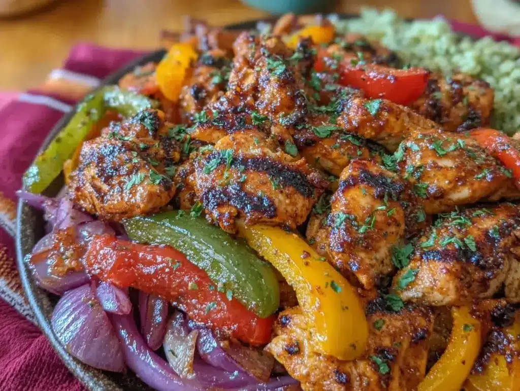 crispy sheet pan chicken fajitas - featured image