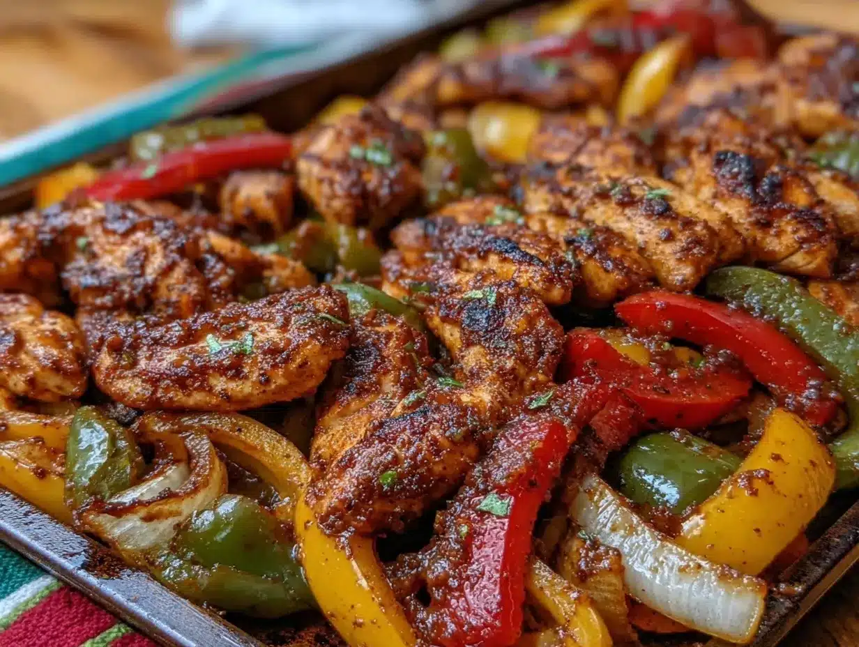 crispy sheet pan chicken fajitas preparation steps