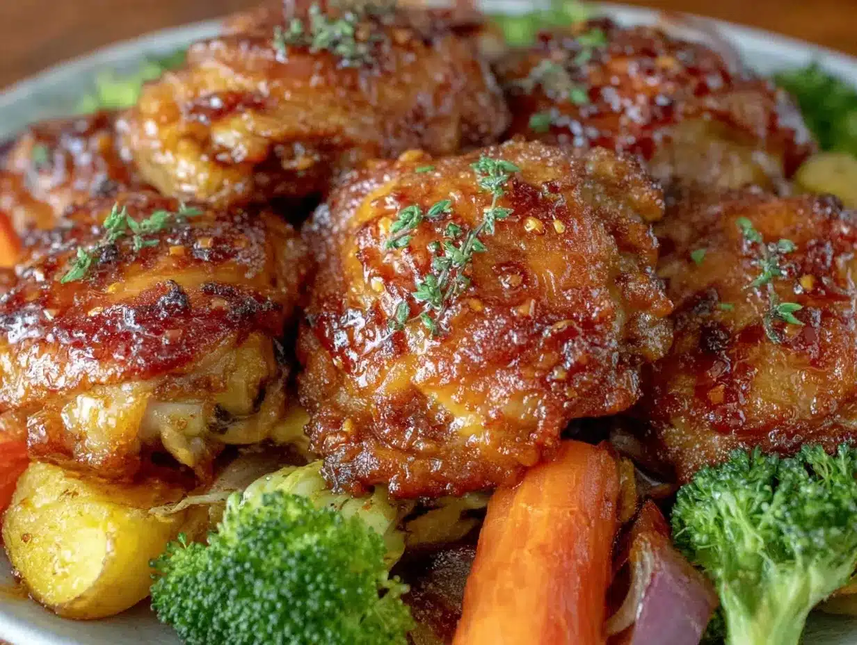 crispy sheet pan honey garlic chicken thighs preparation steps