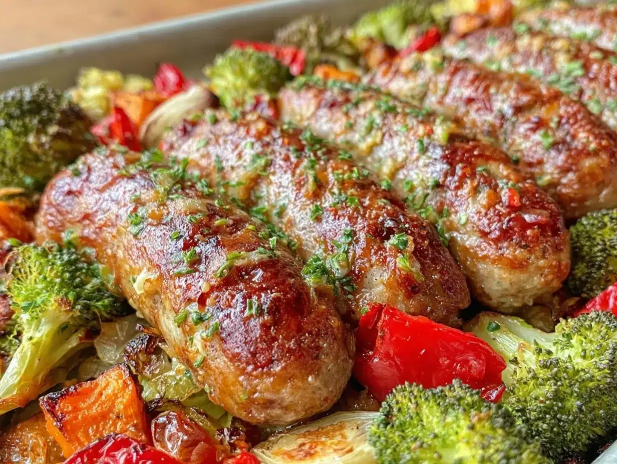 crispy sheet pan sausage dinner preparation steps