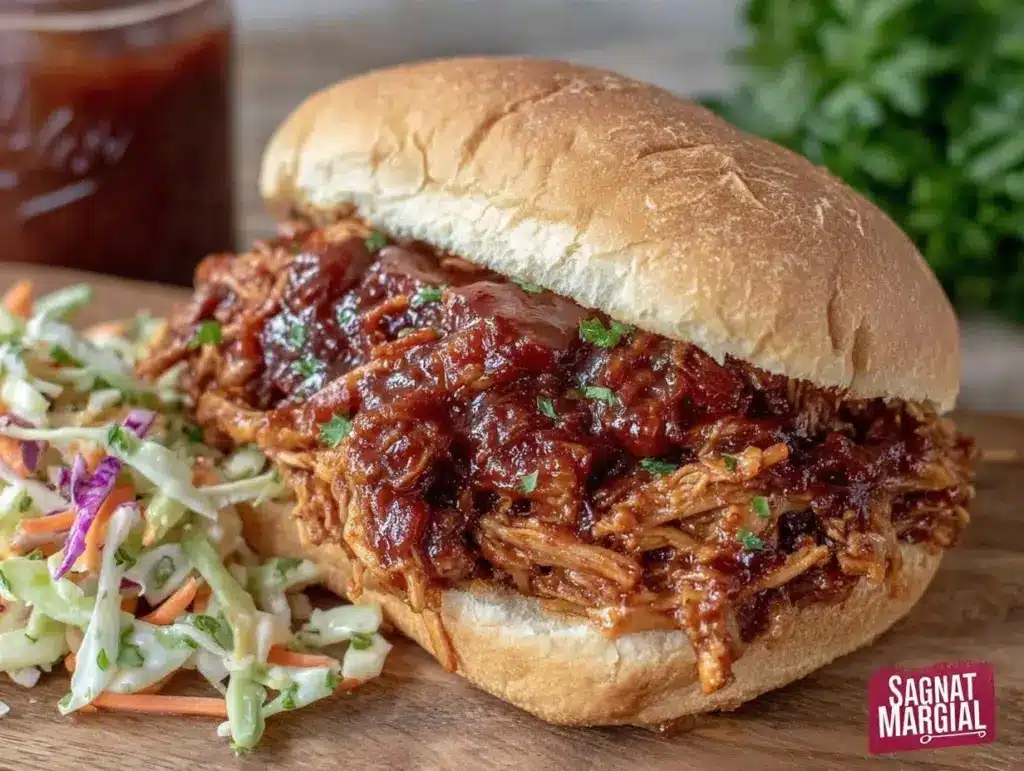 crockpot bbq pulled chicken sandwiches - featured image